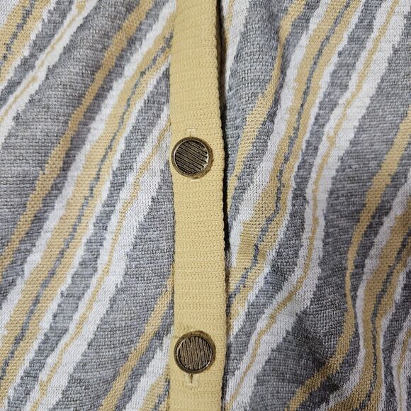 Vtg Kay Windsor Striped Cardigan Sz M Yellow Gray USA Grannycore Unionmade 50's - Picture 3 of 10